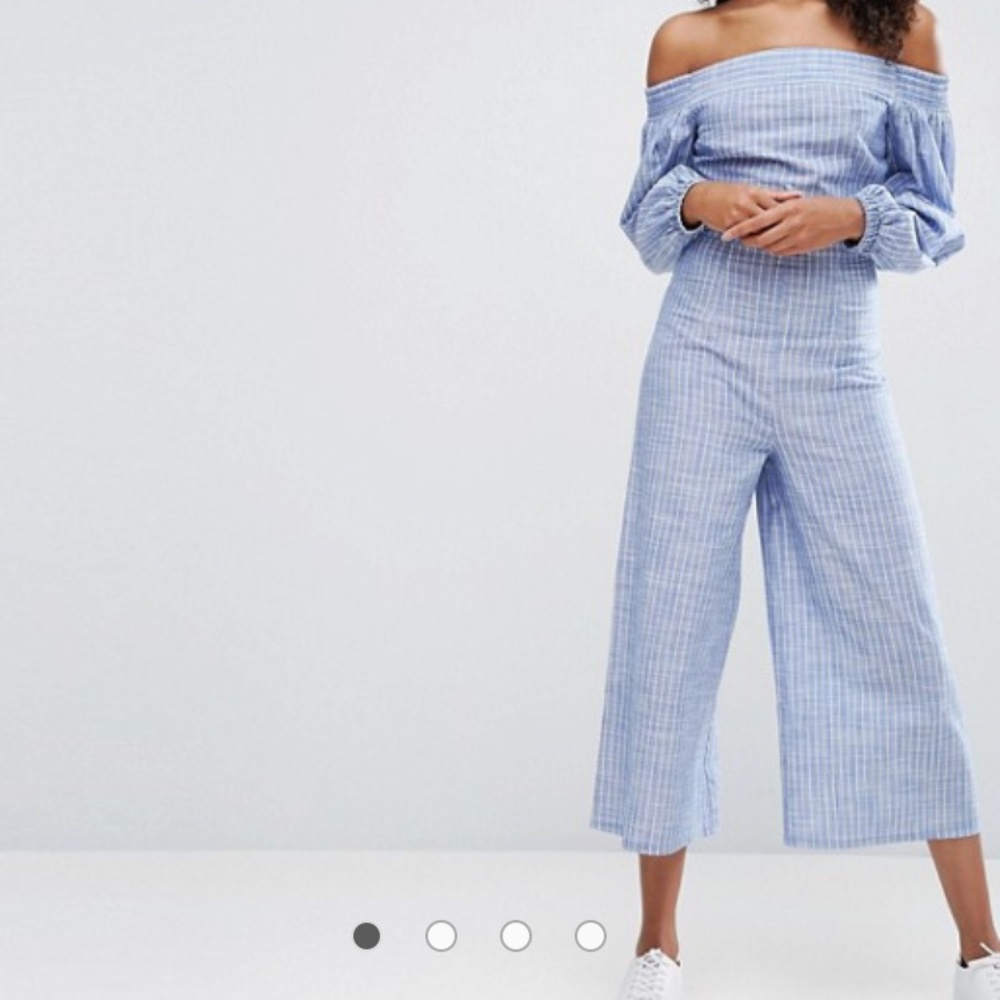 ASOS Off Shoulder Stripe Jumpsuit / NWOT
